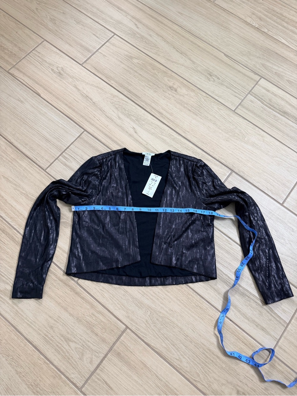 CACHE NWT Black Metallic Shimmer Cropped Bolero Shrug Jacket Evening Size S - Picture 4 of 6